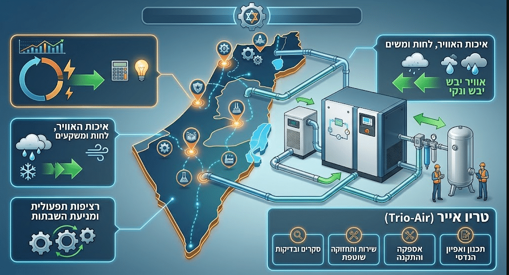 מערכות אוויר דחוס לתעשייה – תכנון, אופטימיזציה ושירות מקצועי